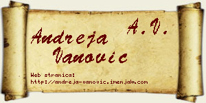 Andreja Vanović vizit kartica